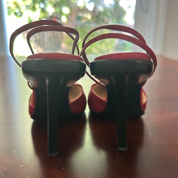 Alain Tondowski Paris Red Pointed Toe Sling Back Heels Size US 9 - Picture 4 of 12
